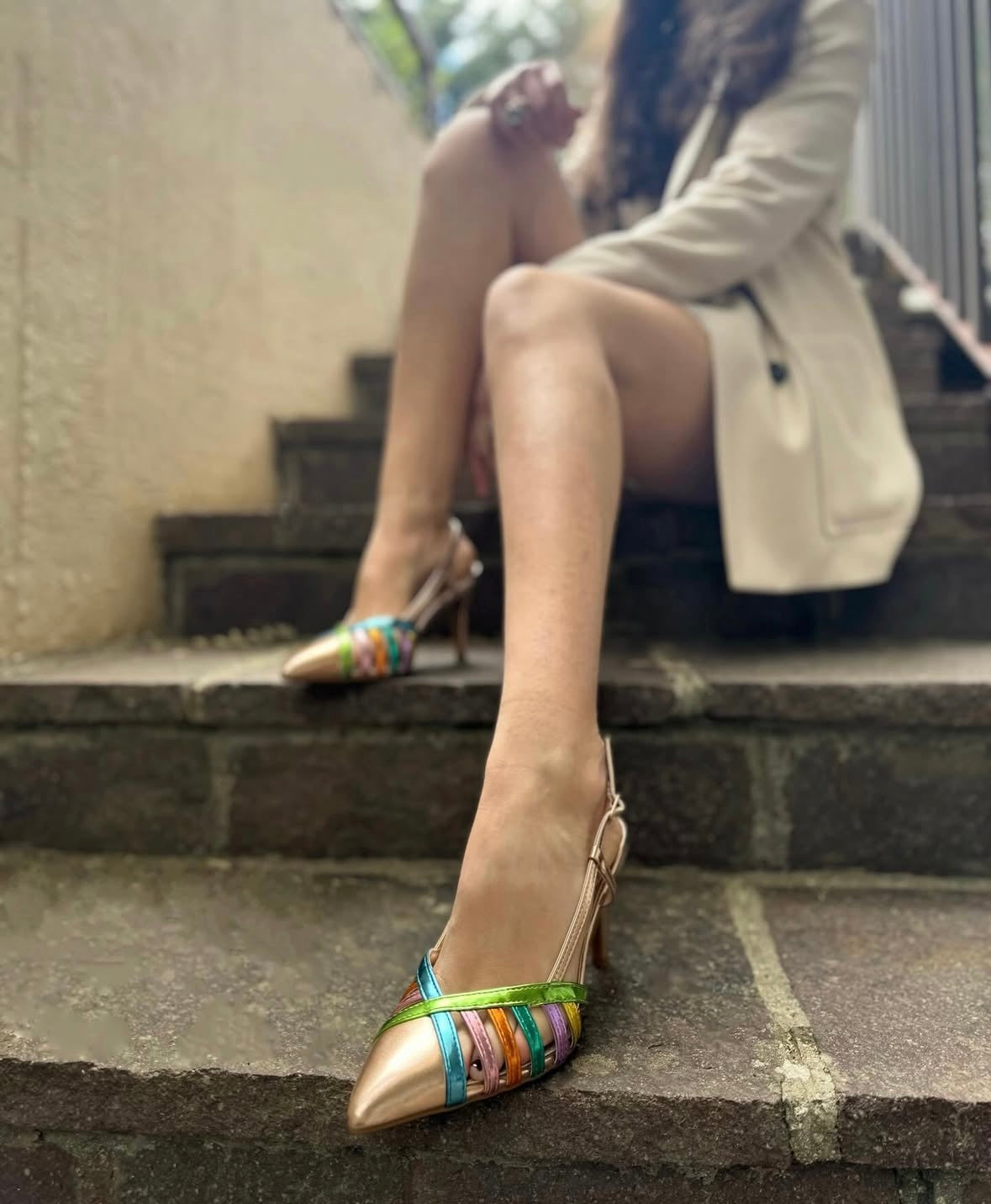 Slingback Antonia Champagne tacco 8cm