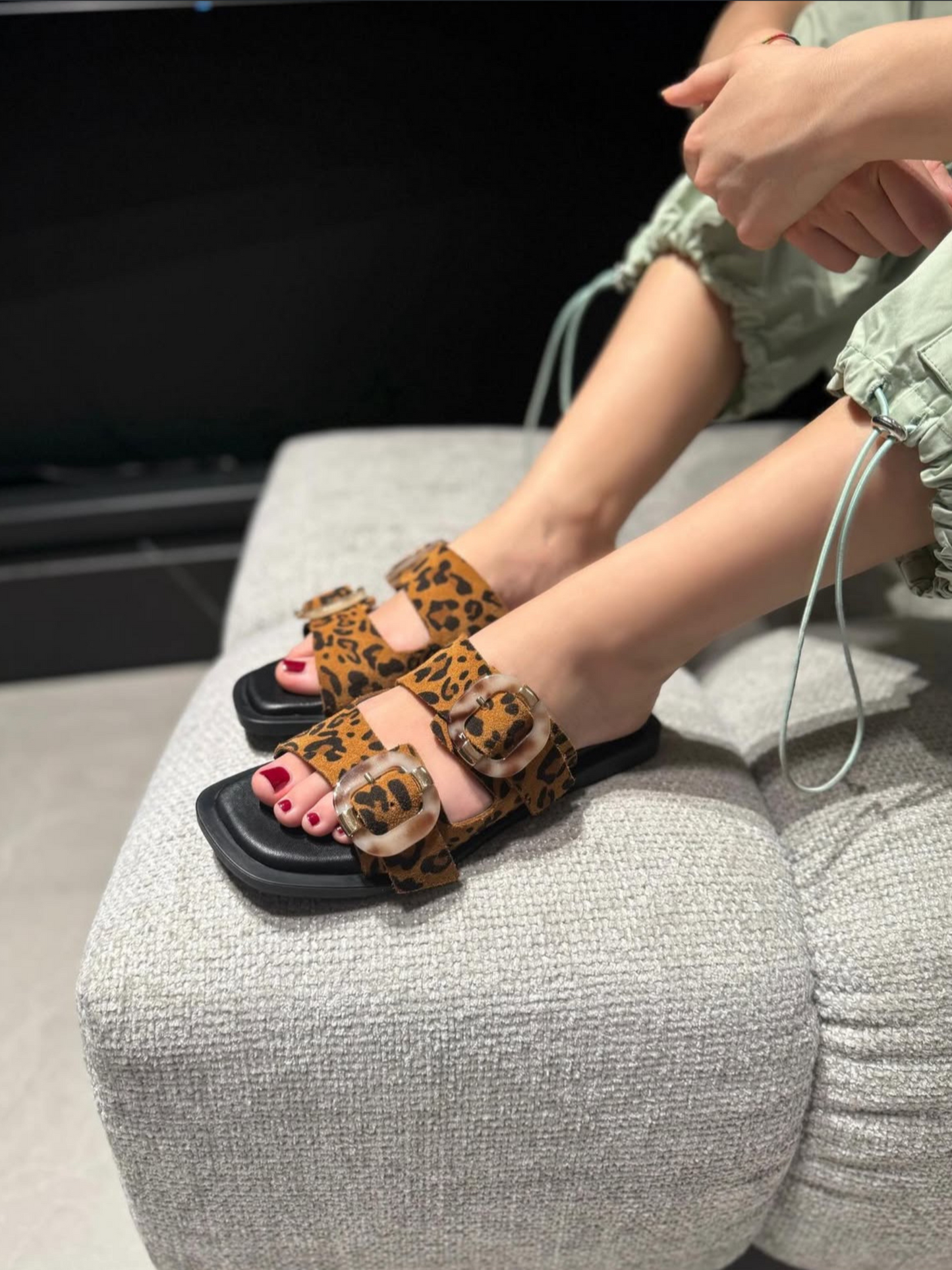 Sandali Bassi Pixy Leopard Vera Pelle