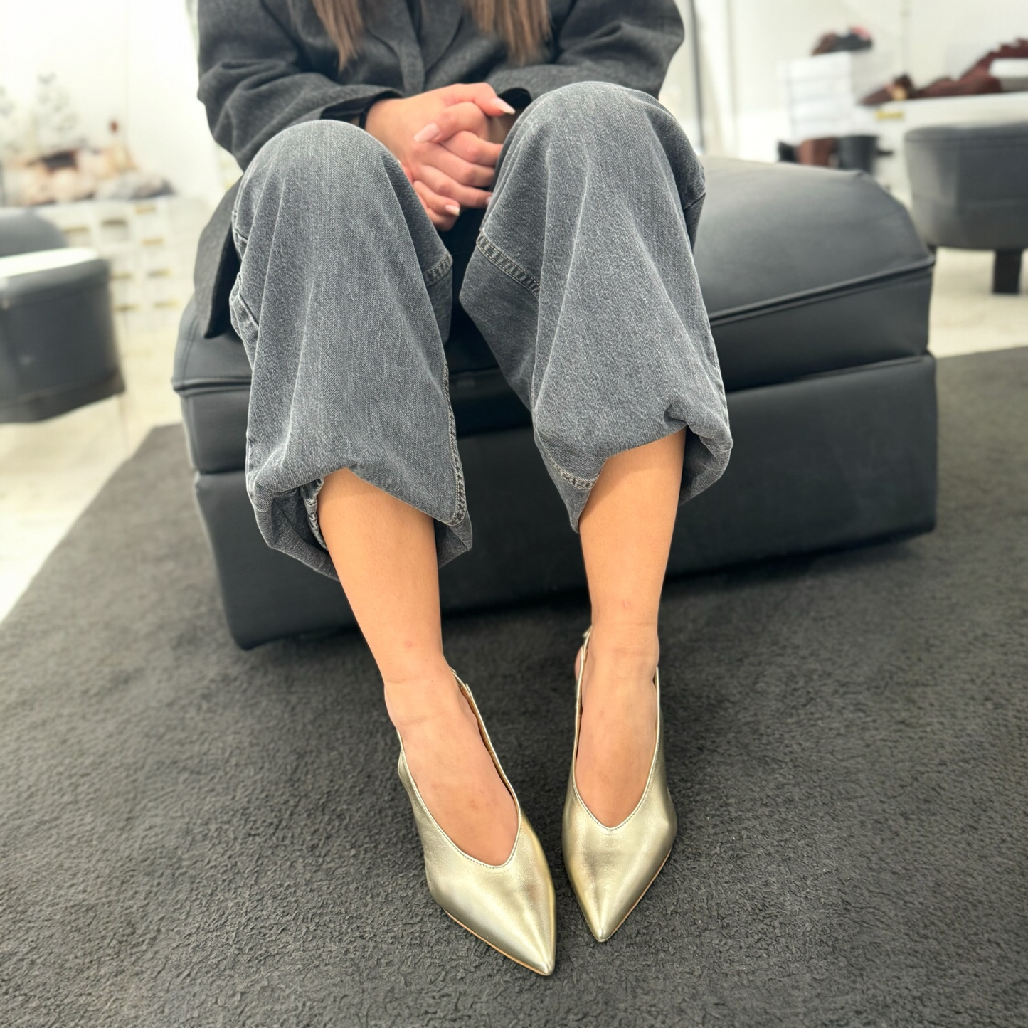 Slingback Ovyè Laminato Platino