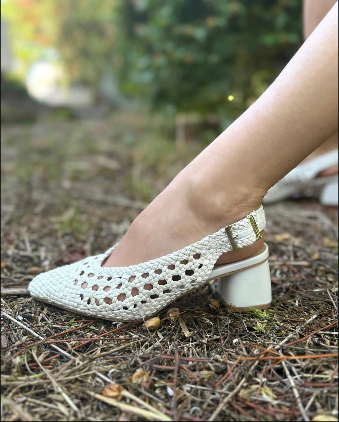 Slingback White tacco 5.5cm