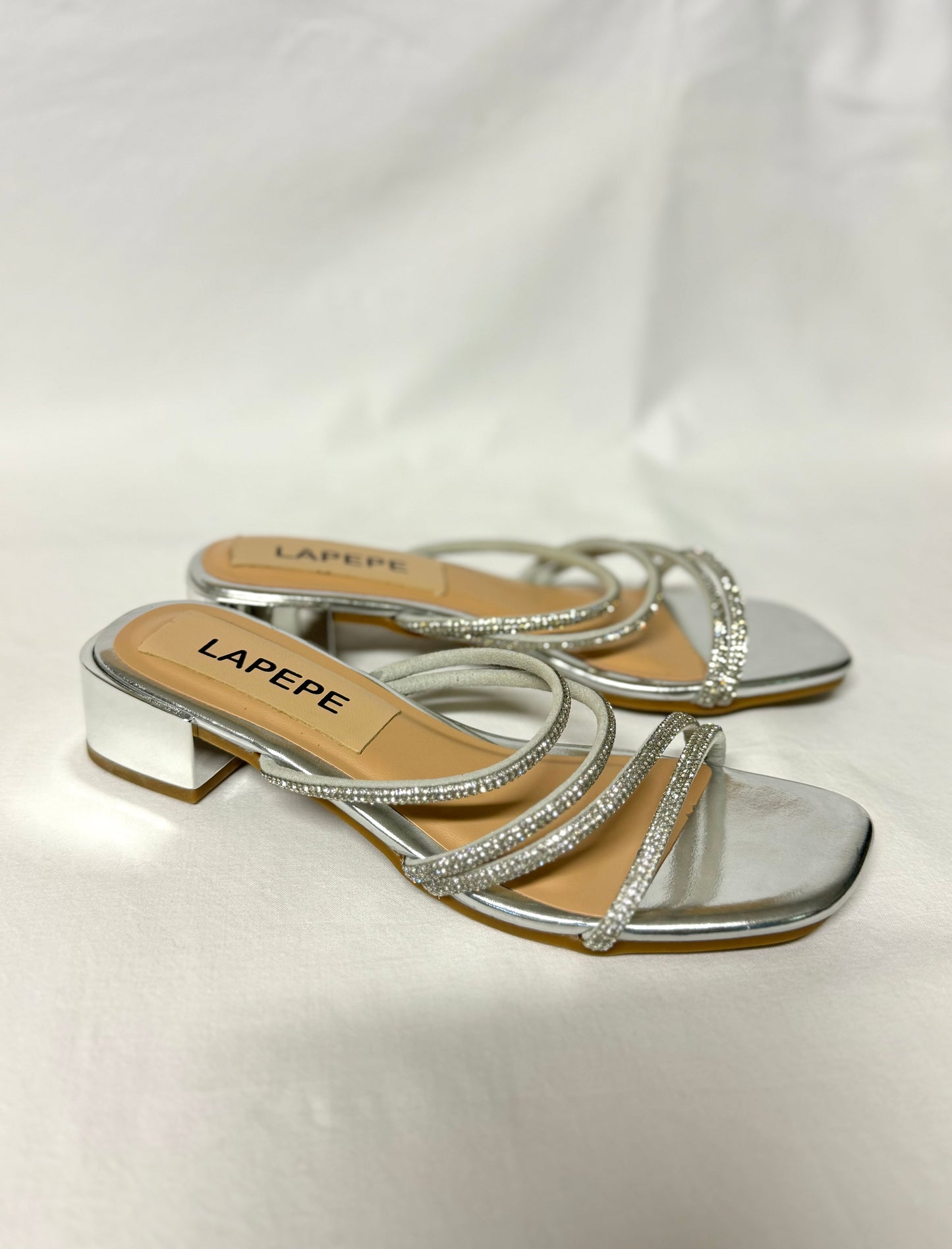 Sandalo Basso Argento Tacco 4cm