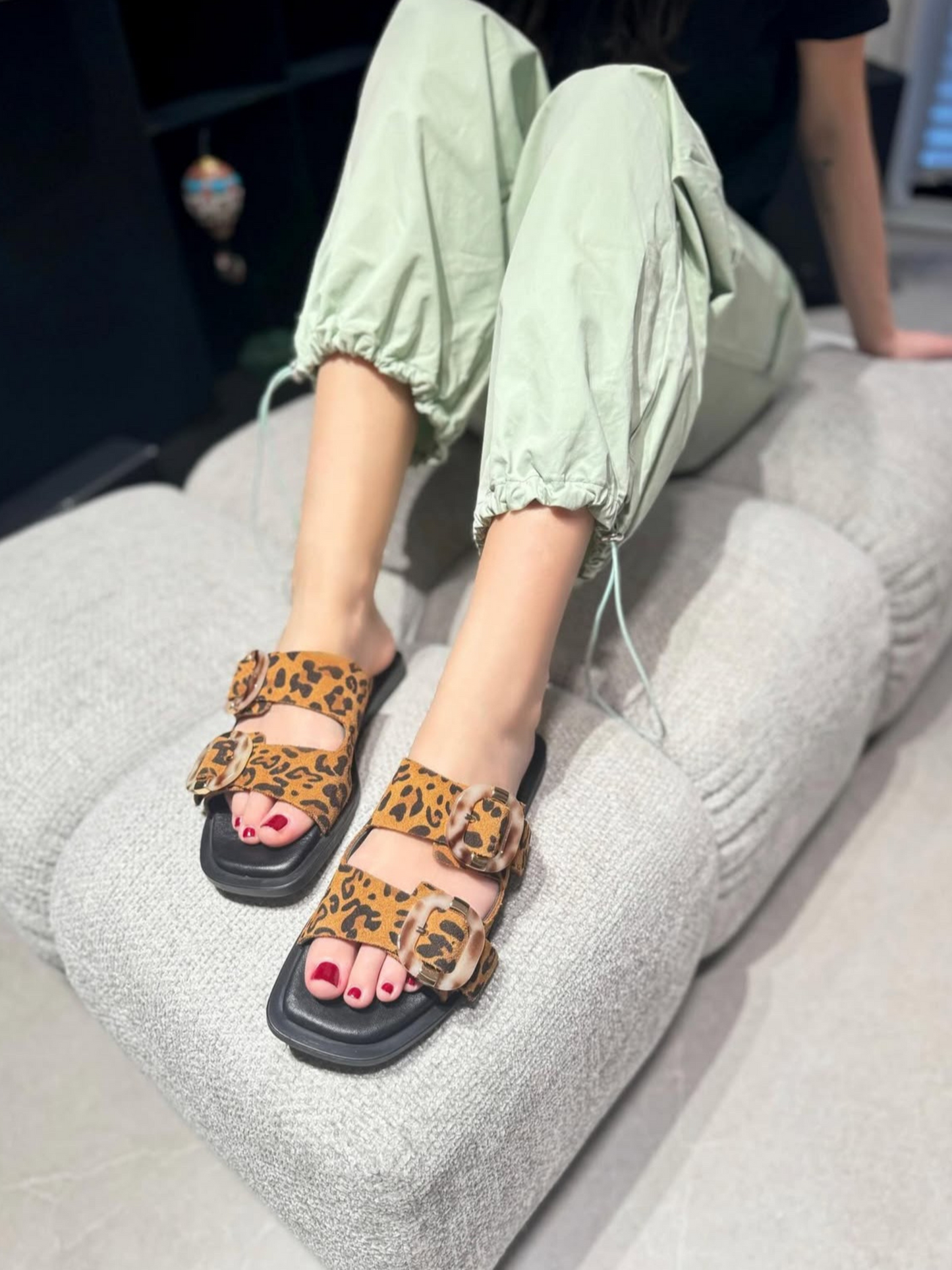 Sandali Bassi Pixy Leopard Vera Pelle