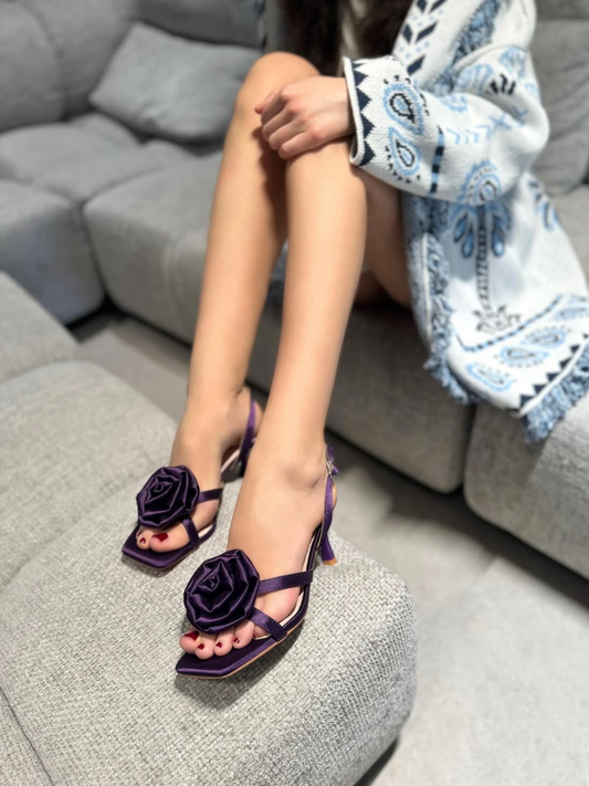 Sandali Azarey con fiocco Raso Viola