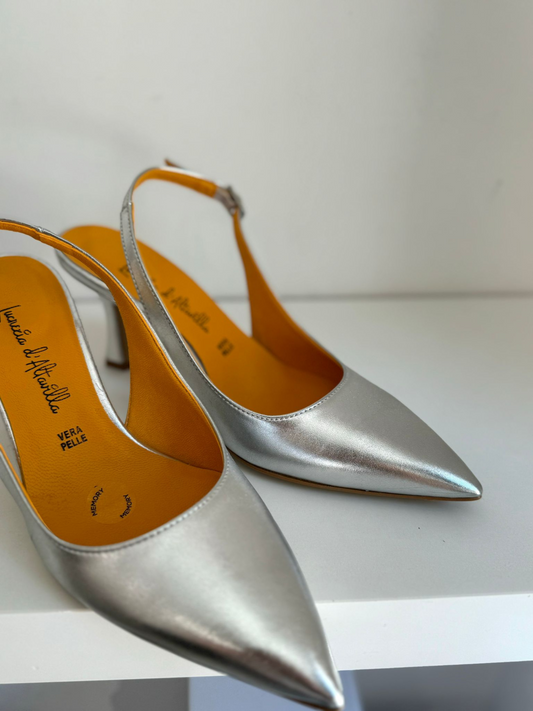 Slingback Lucrezia D’Altavilla Argento Tacco 7cm