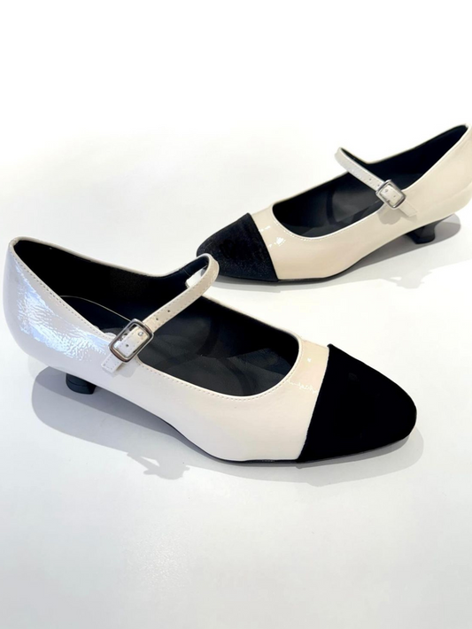 Mary Jane Doop Vera Pelle Vernice Tofu - Velluto Nero