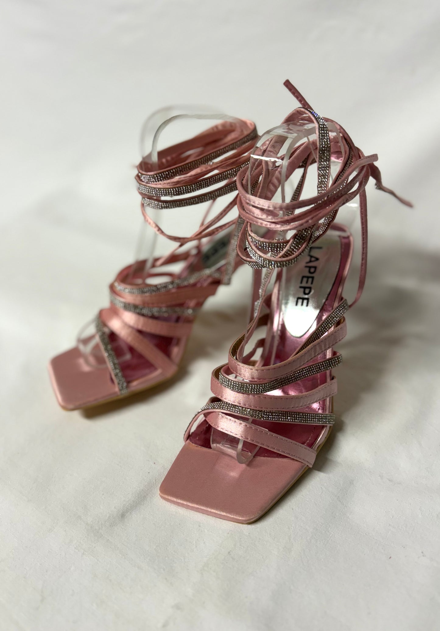 Sandalo Rosa con Strass tacco 10cm