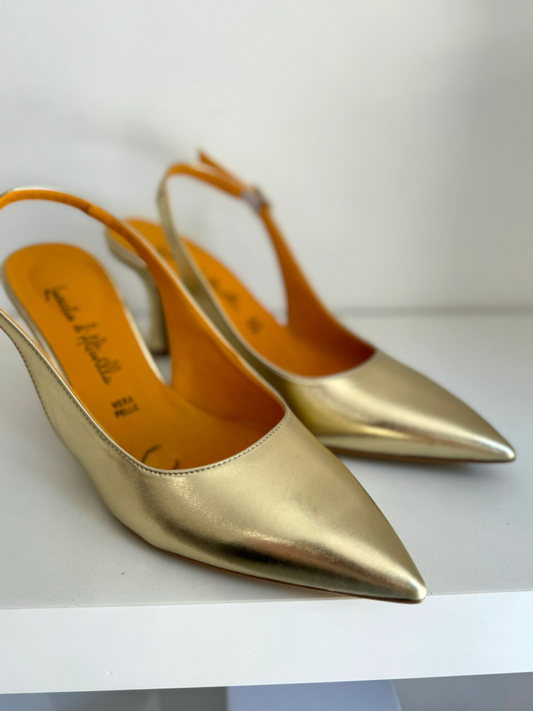 Slingback Lucrezia D’Altavilla Oro Tacco 7cm