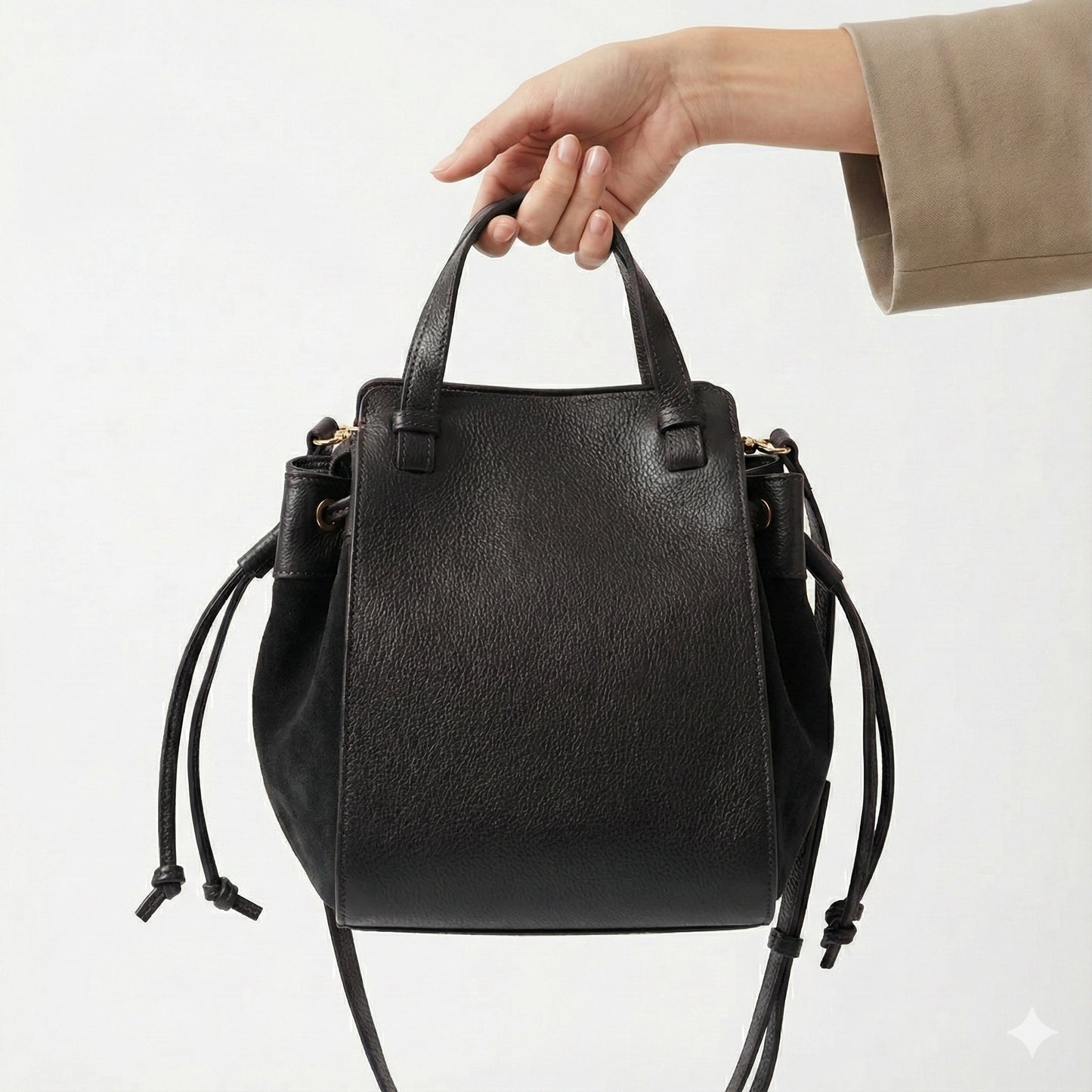 Borsa Sacco Cleria Vera Pelle Black