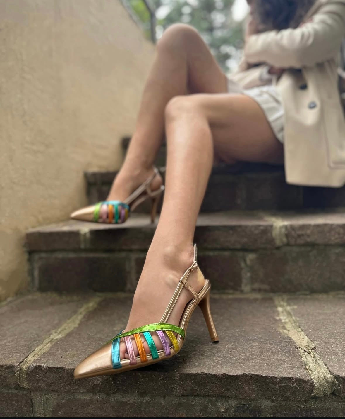 Slingback Antonia Champagne tacco 8cm