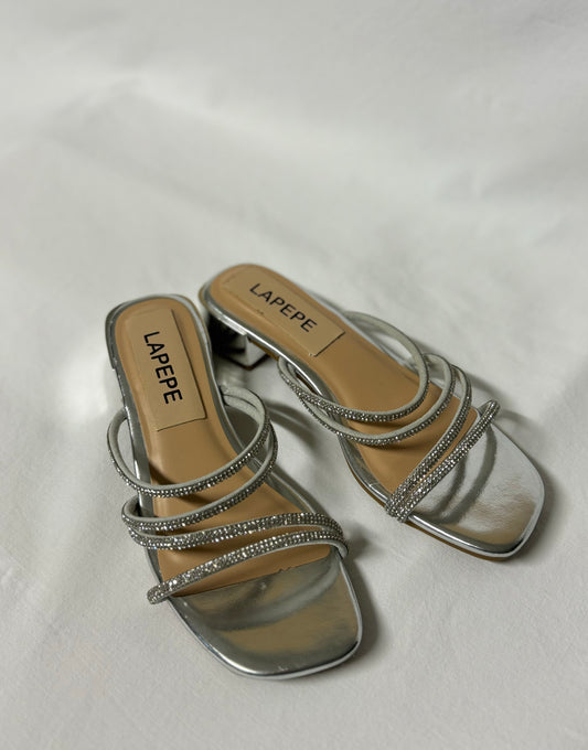 Sandalo Basso Argento Tacco 4cm