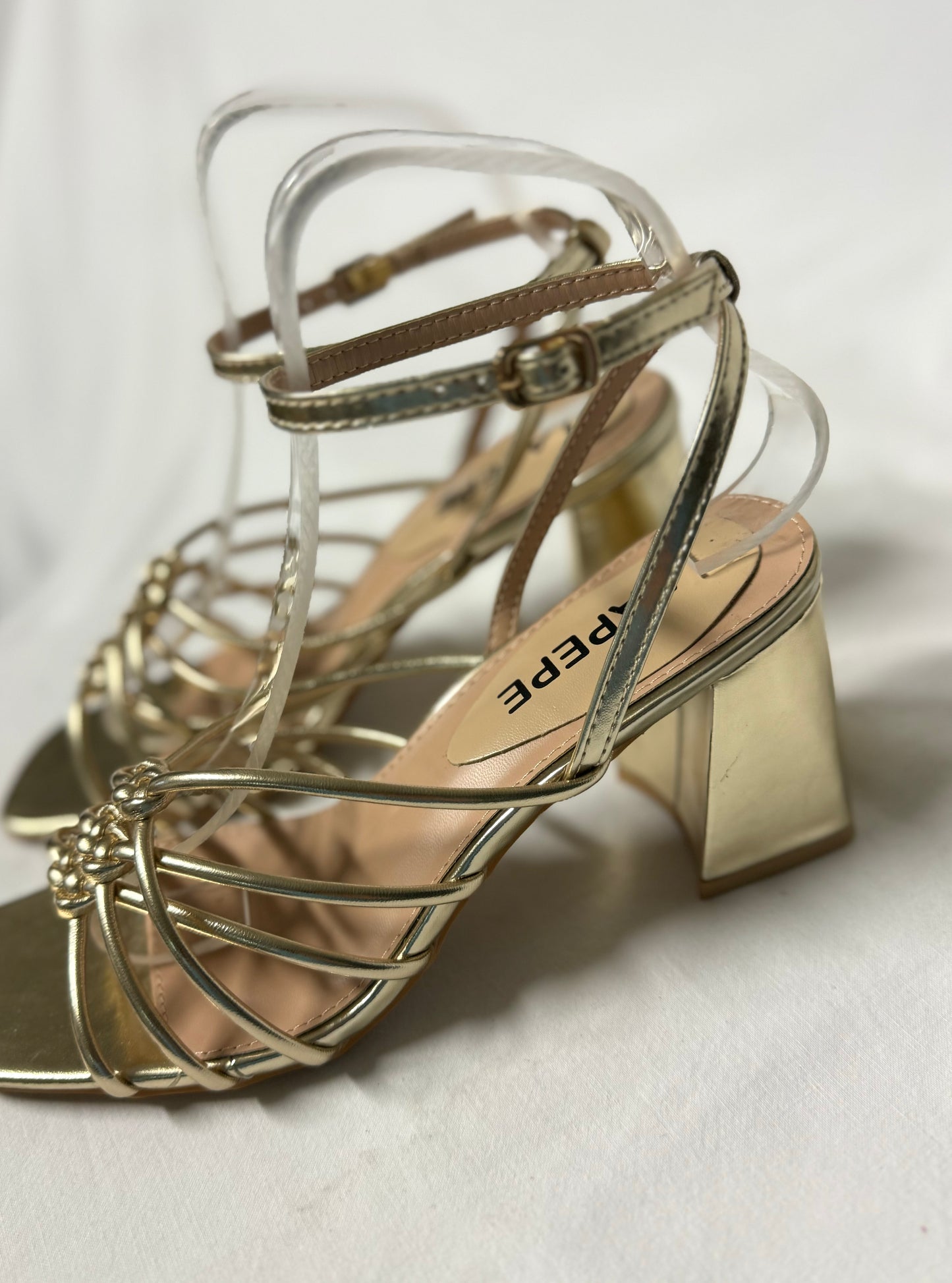 Sandali Oro tacco largo 8cm