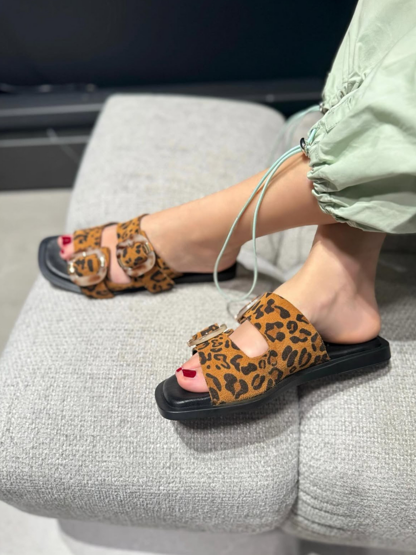 Sandali Bassi Pixy Leopard Vera Pelle