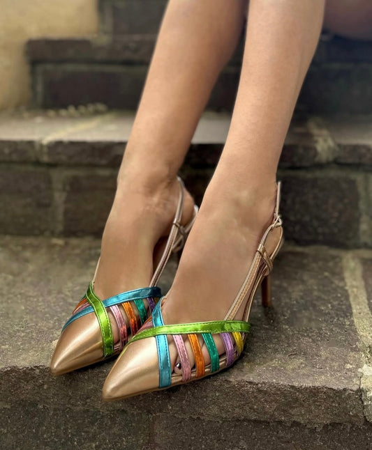 Slingback Antonia Champagne tacco 8cm