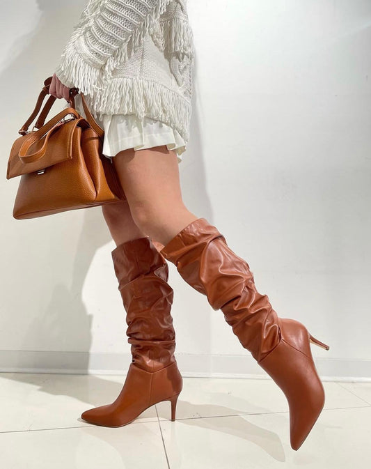 Stivale Cuoio Arricciato