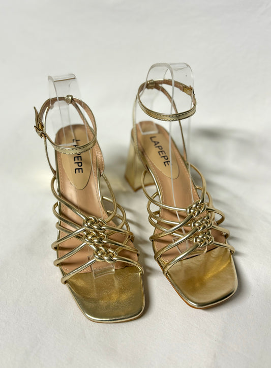 Sandali Oro tacco largo 8cm