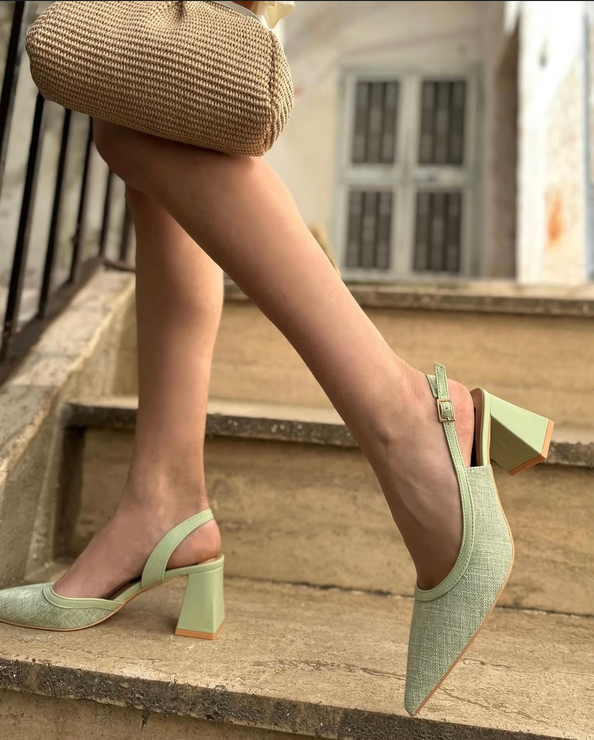 Slingback Green Tacco 7cm