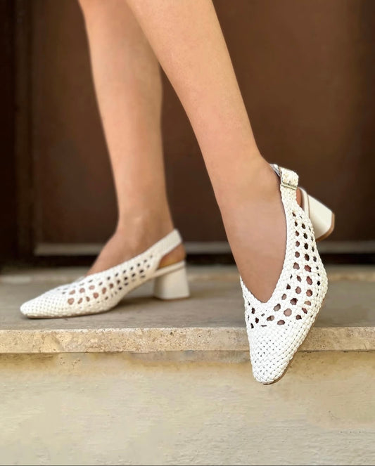 Slingback White tacco 5.5cm