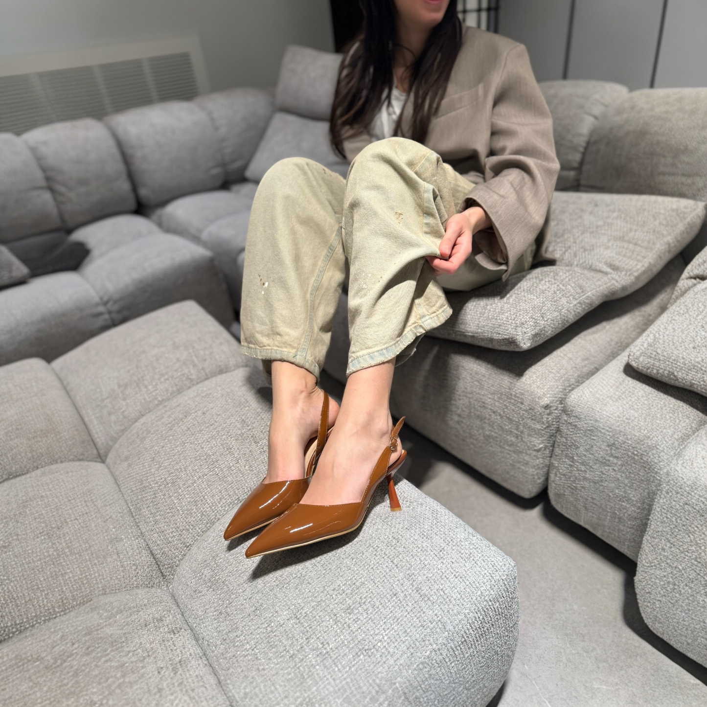 Slingback Nora NewYork Vernice Nocciola