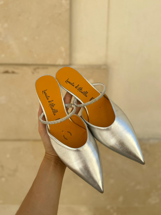 Slingback Lucrezia D’Altavilla Argento con cinturino