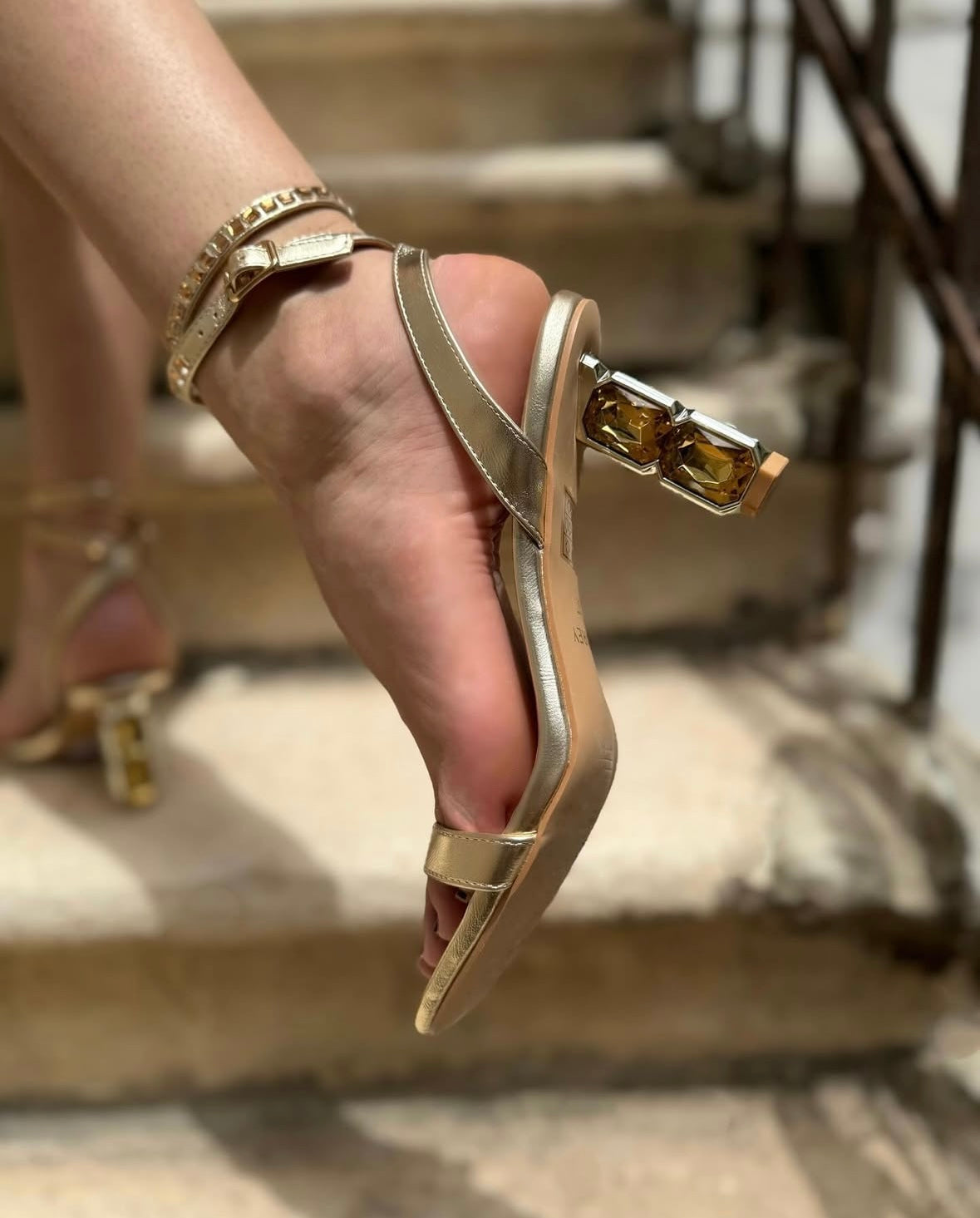 Sandali Azarey Gold Tacco Gioiello