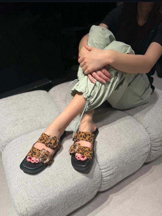 Sandali Bassi Pixy Leopard Vera Pelle