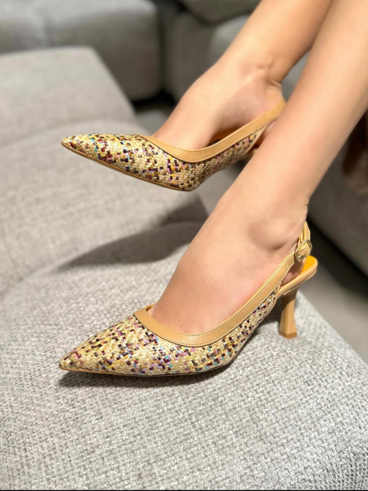 Slingback Lucrezia D'Altavilla Rafia Nocciola