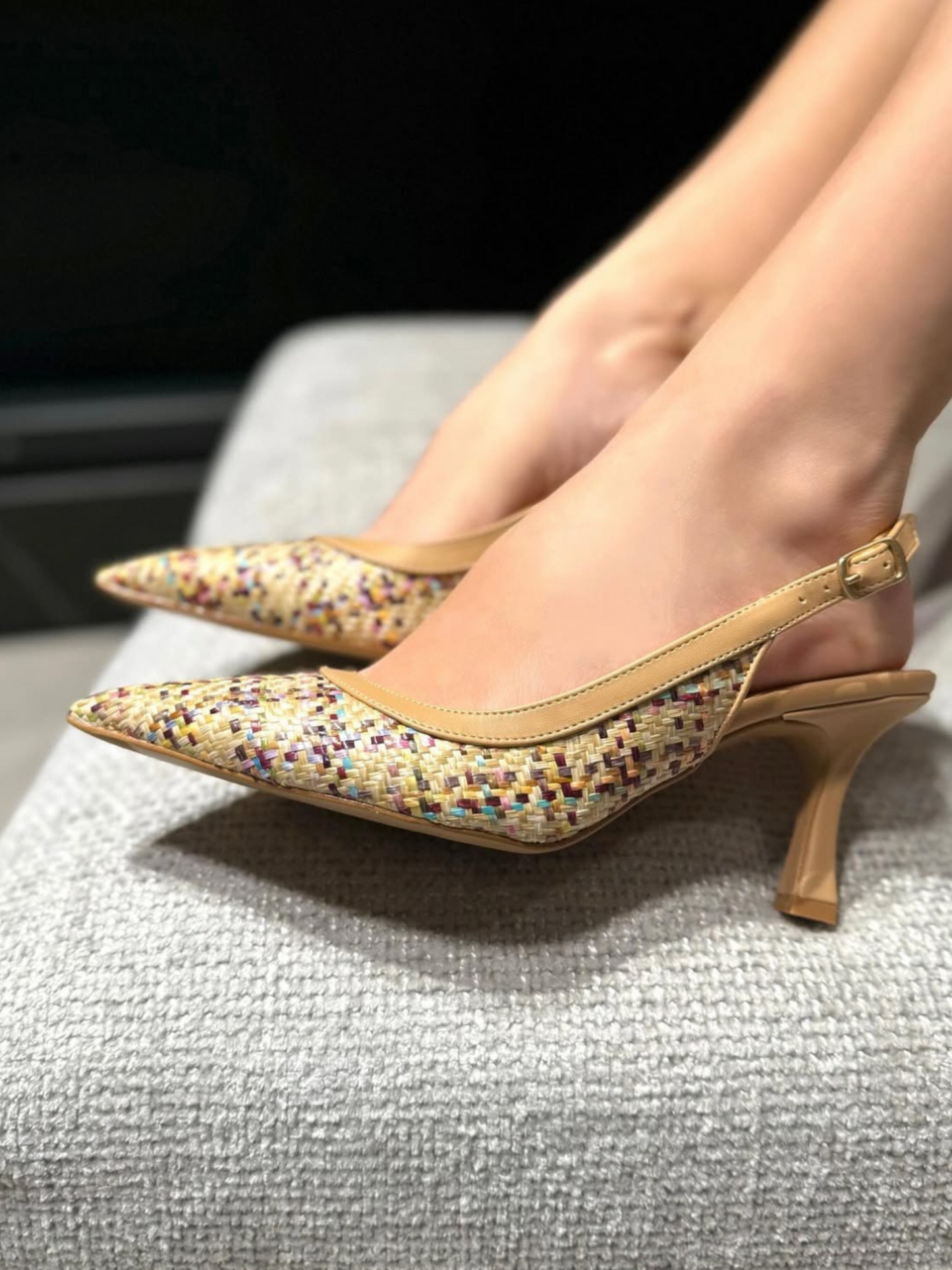 Slingback Lucrezia D'Altavilla Rafia Nocciola