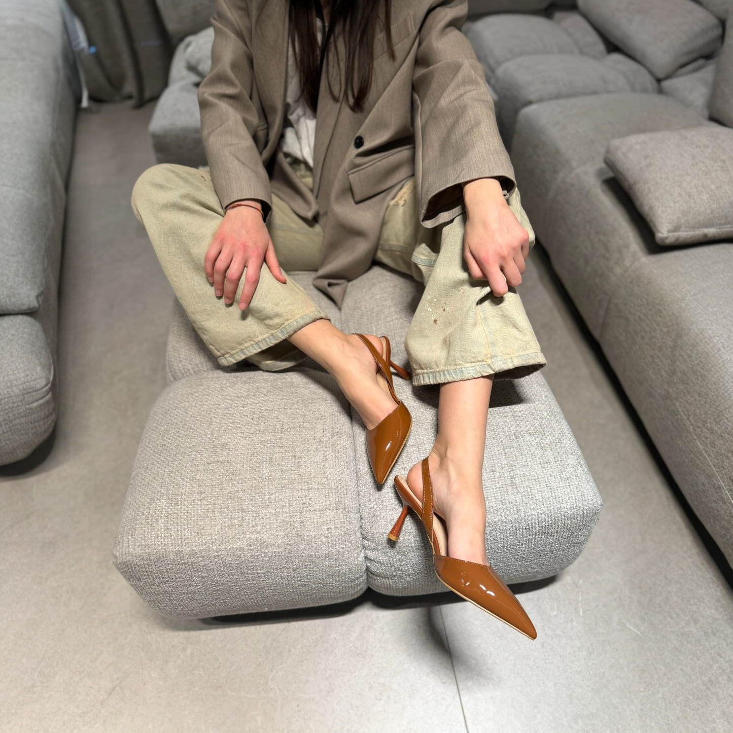 Slingback Nora NewYork Vernice Nocciola