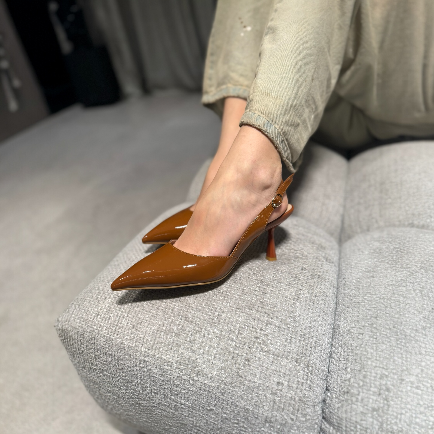 Slingback Nora NewYork Vernice Nocciola