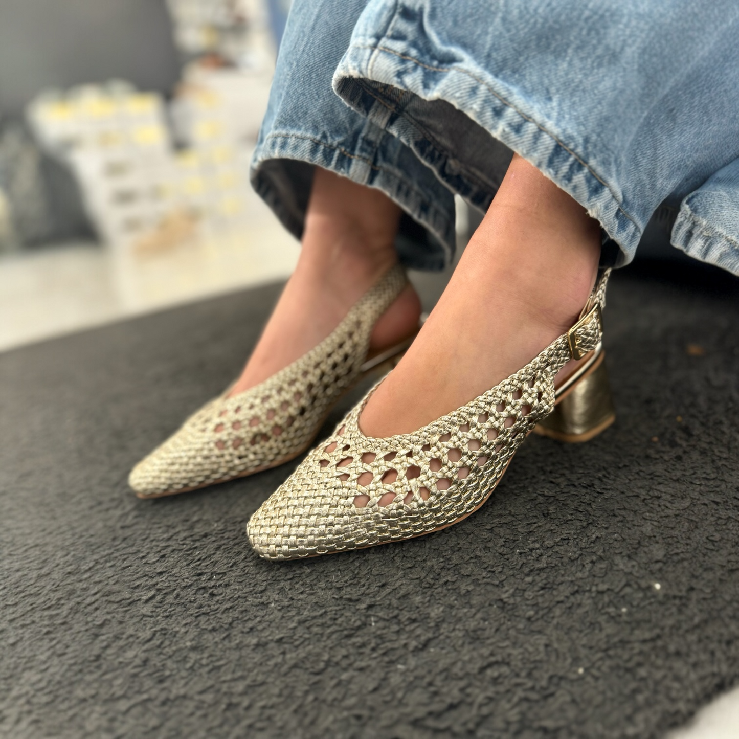 Slingback Positano Gold Punta Tonda