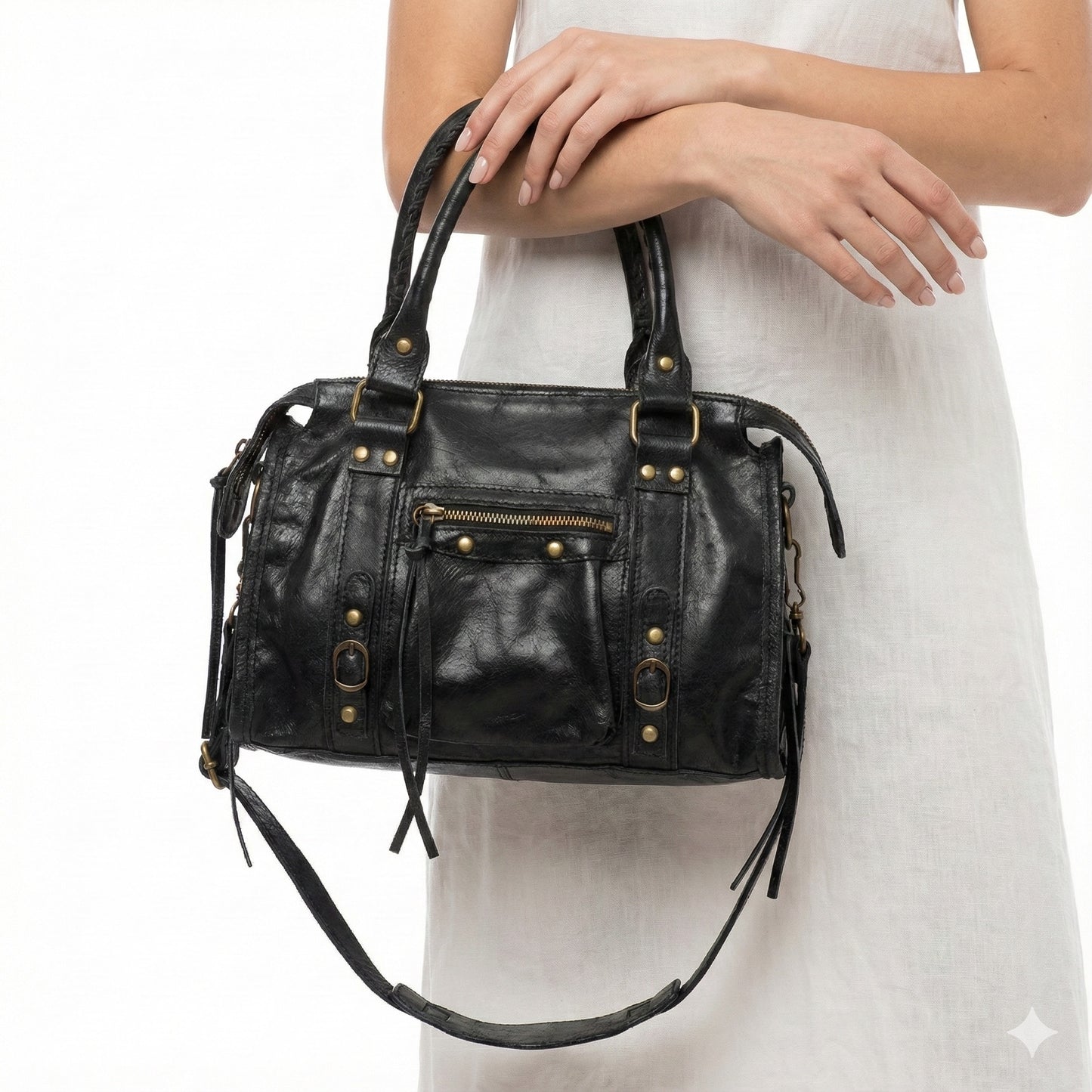 Borsa Bale Vera Pelle Black