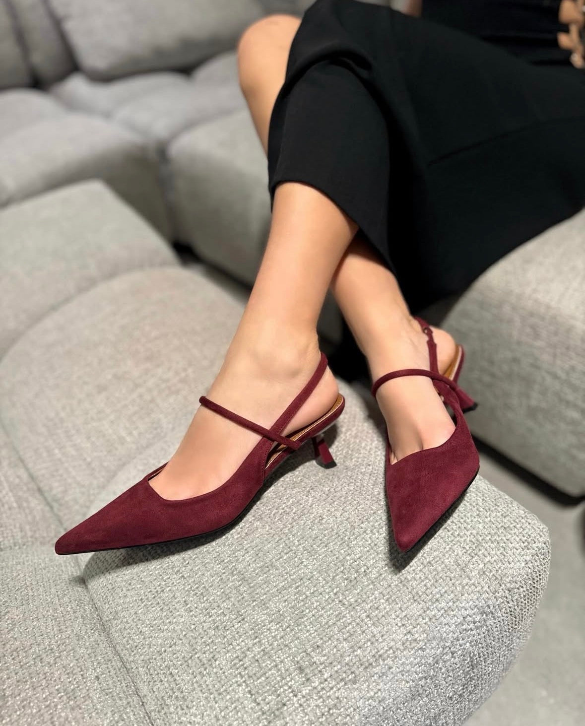 Slingback Flavia Camoscio Wine