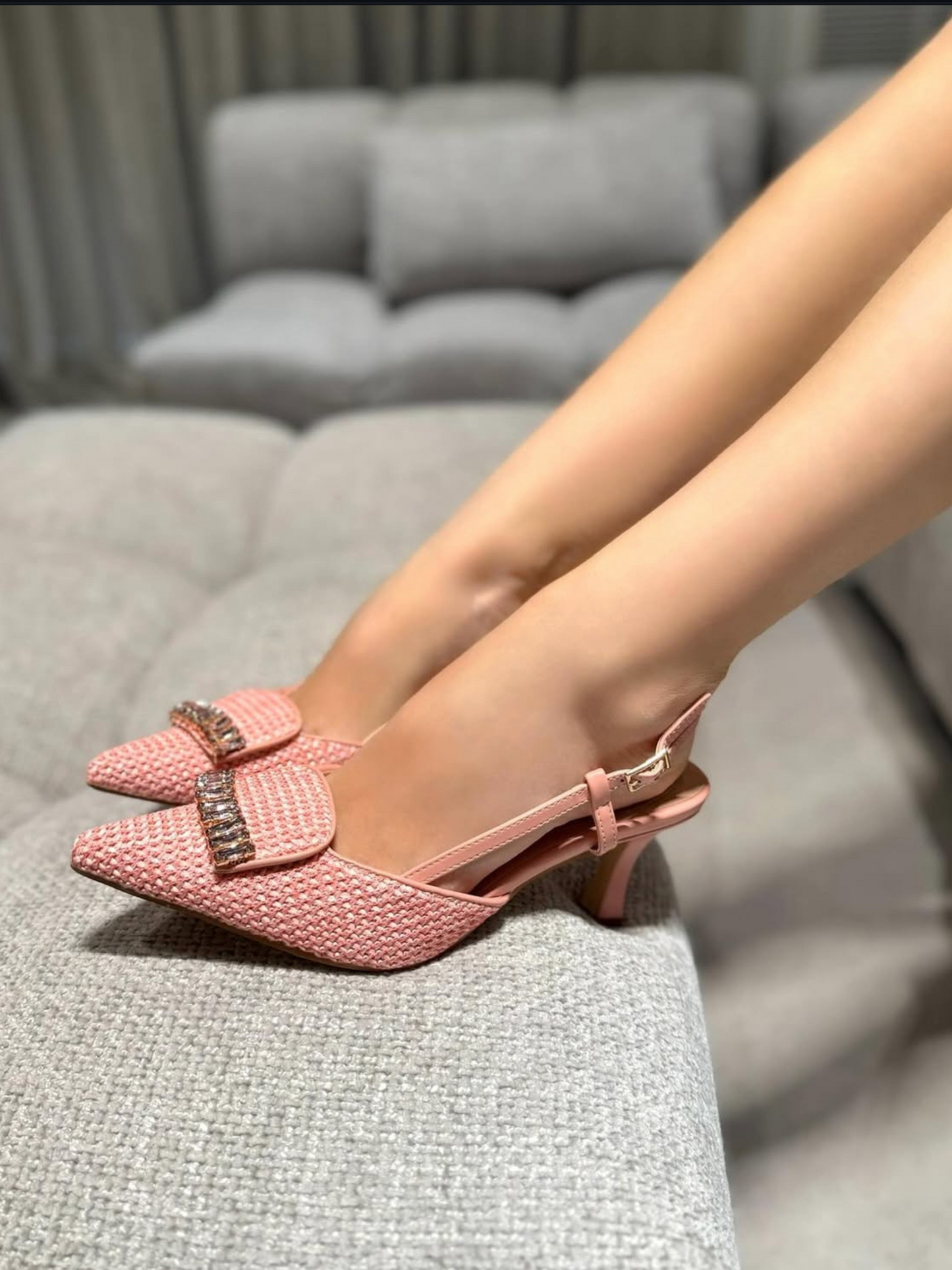 Slingback Giada Rafia-Rosa