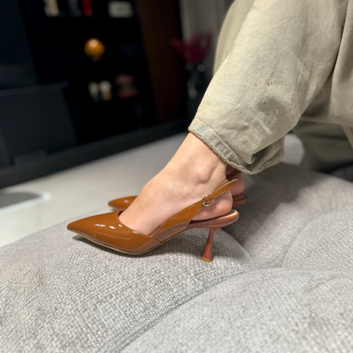 Slingback Nora NewYork Vernice Nocciola