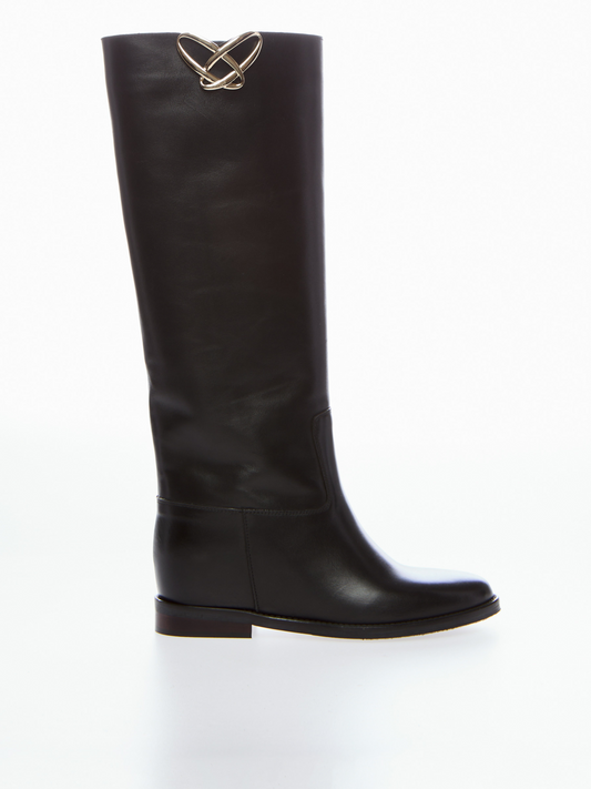 Stivale in Pelle con Zeppa Interna Ovyè Black