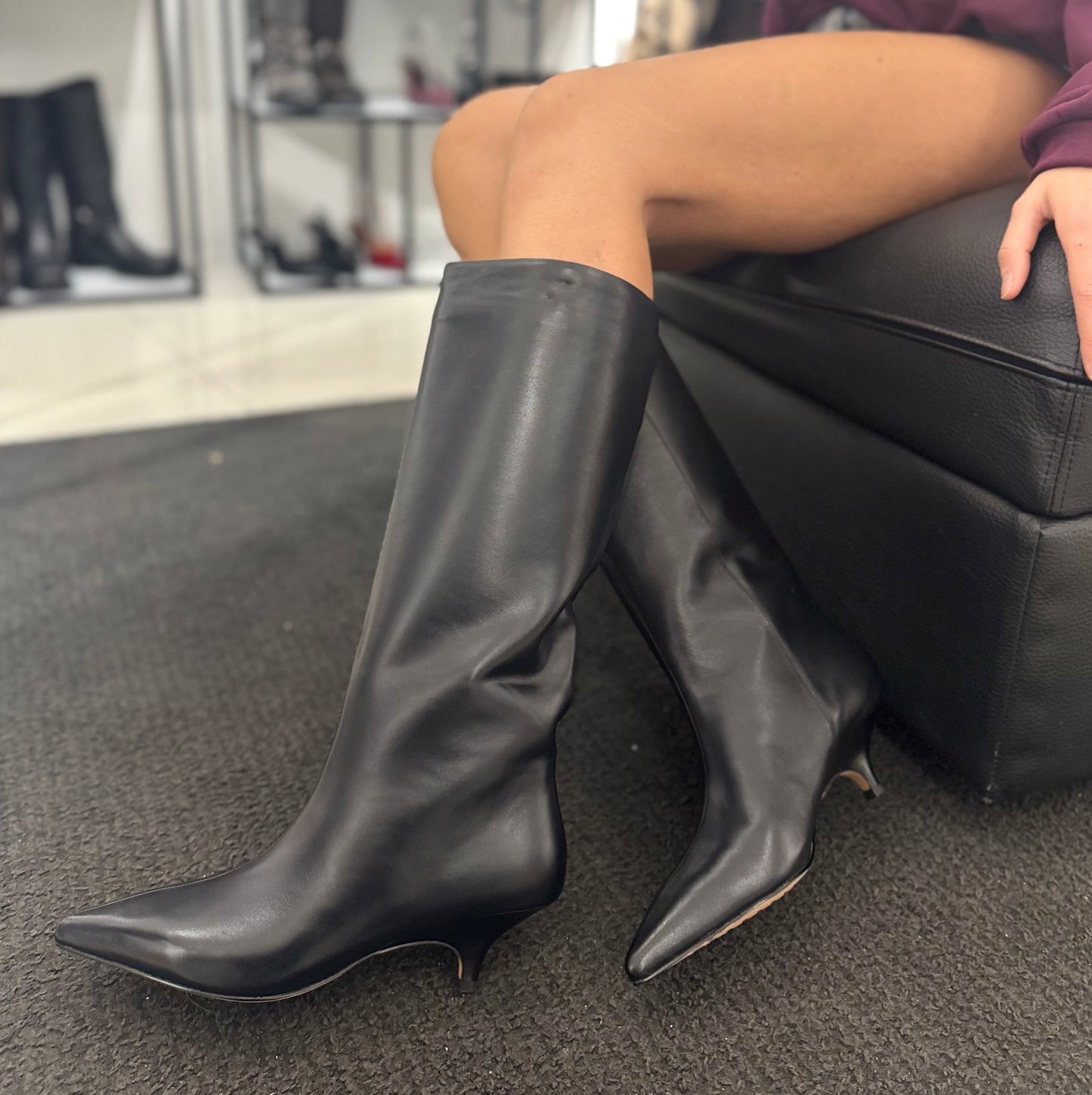 Stivale Nora NewYork Tacco Basso Vitello Nero