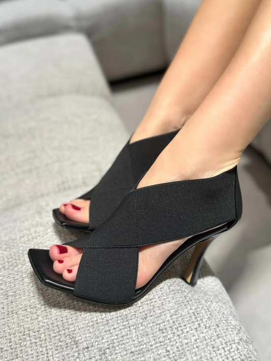 Sandali in Tessuto Elastico Ovyè Nero