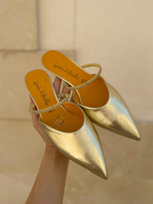 Slingback Lucrezia D’Altavilla Oro con cinturino