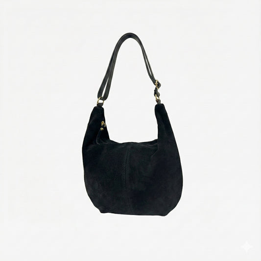 Borsa A Spalla Kelly Vero Camoscio Black