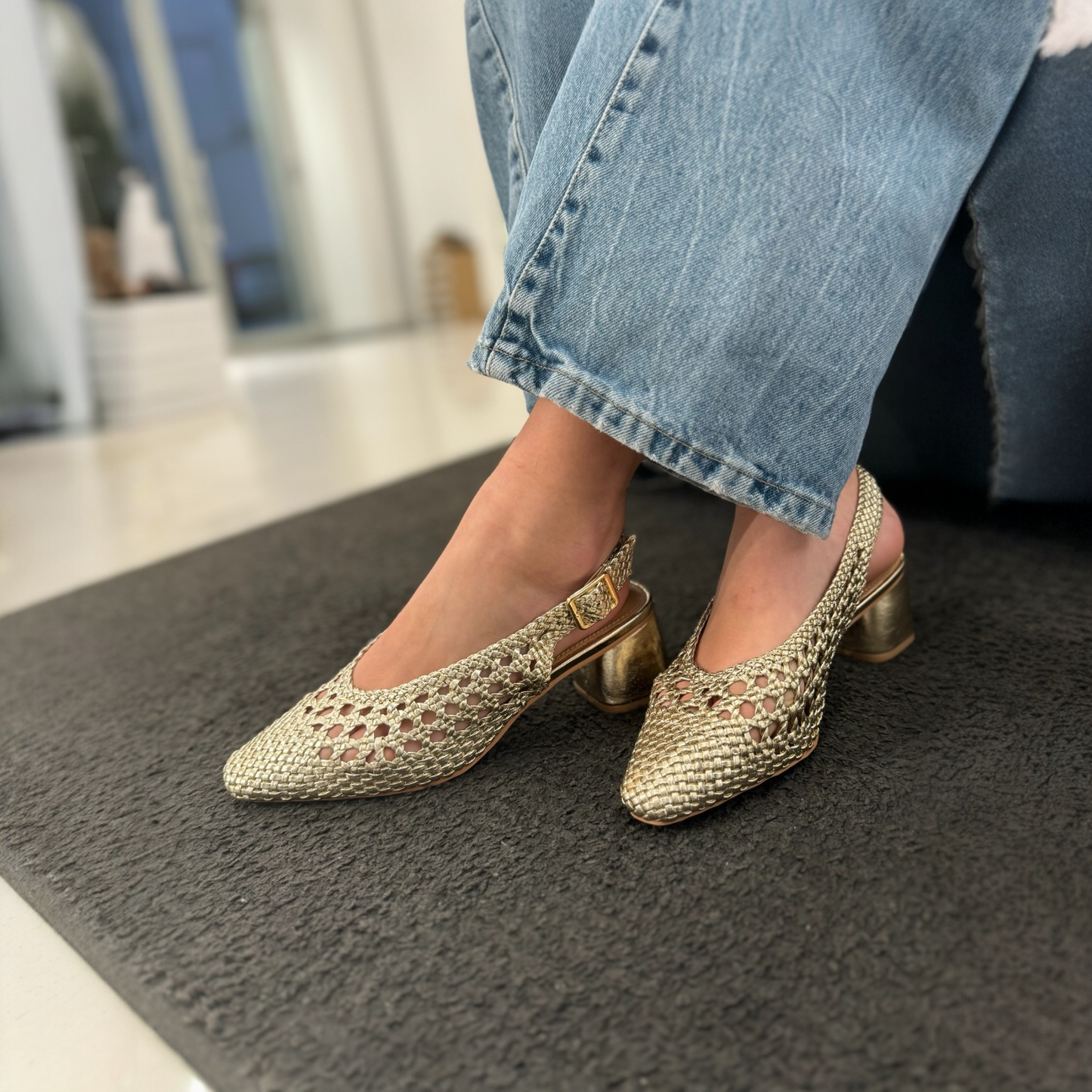 Slingback Positano Gold Punta Tonda
