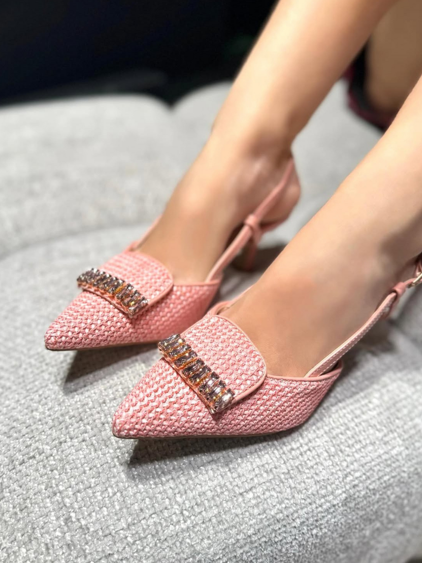 Slingback Giada Rafia-Rosa