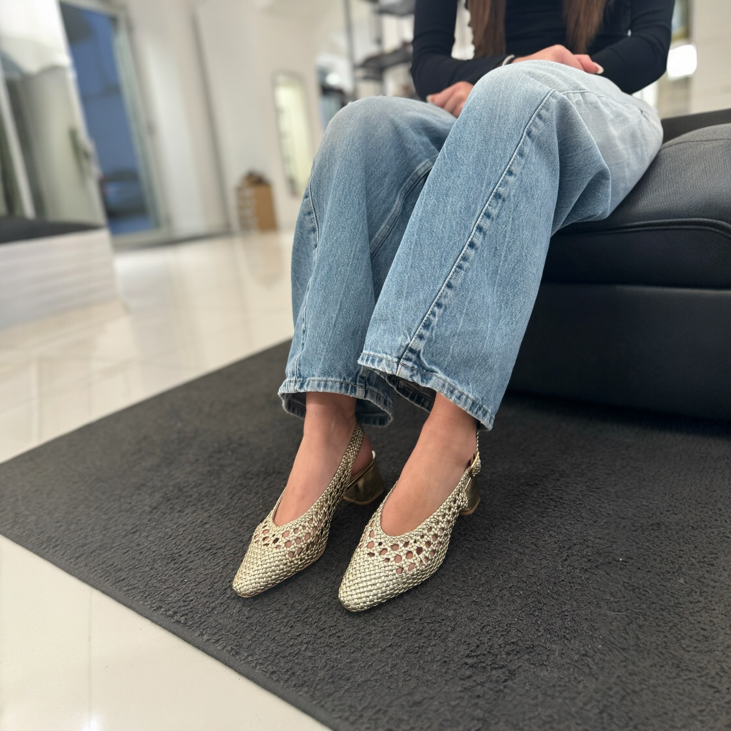 Slingback Positano Gold Punta Tonda