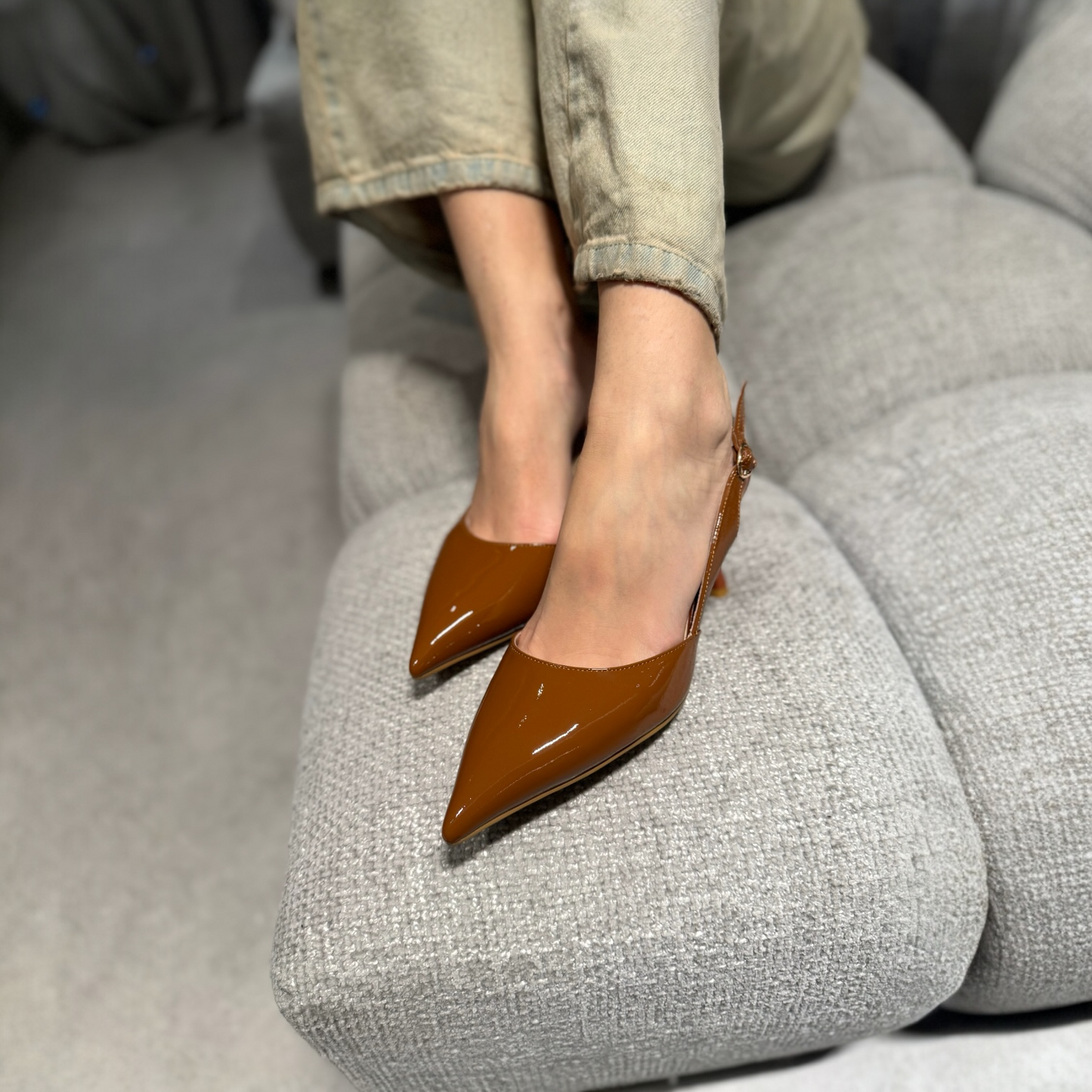 Slingback Nora NewYork Vernice Nocciola