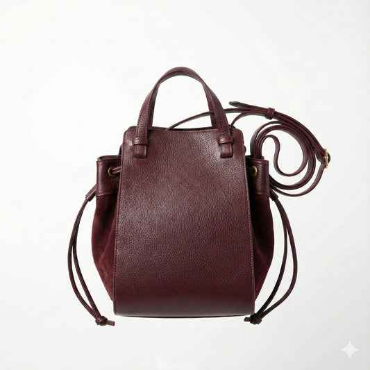 Borsa Sacco Cleria Vera Pelle Bordeaux