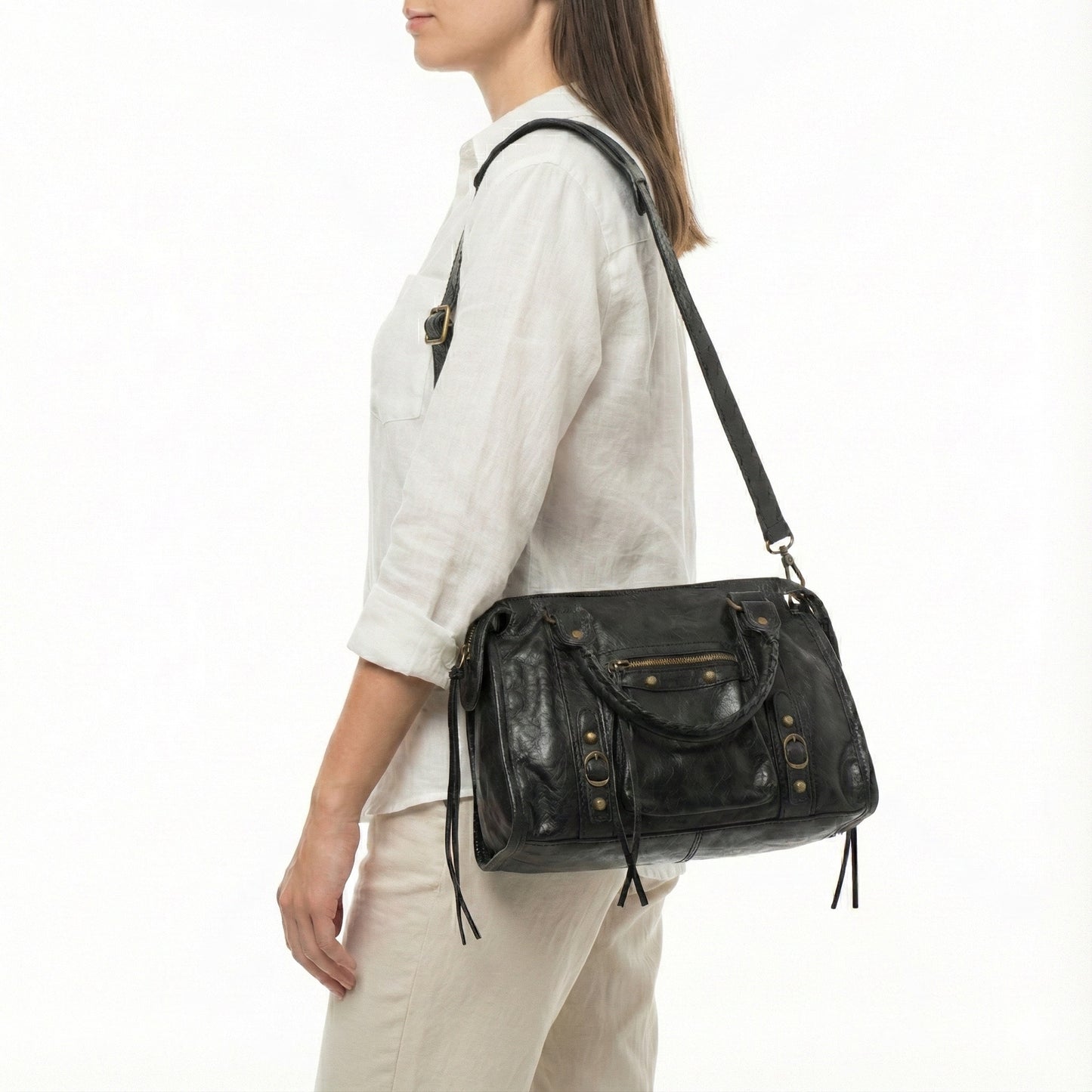 Borsa Bale Vera Pelle Black