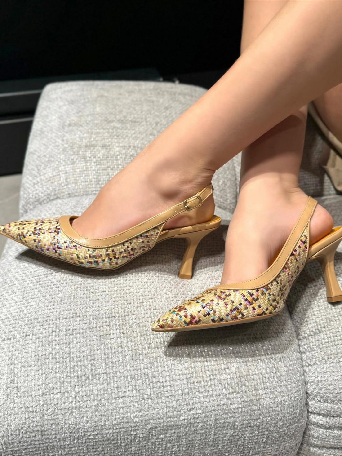 Slingback Lucrezia D'Altavilla Rafia Nocciola