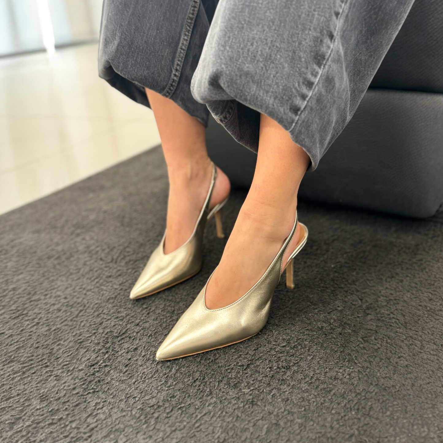 Slingback Ovyè Laminato Platino