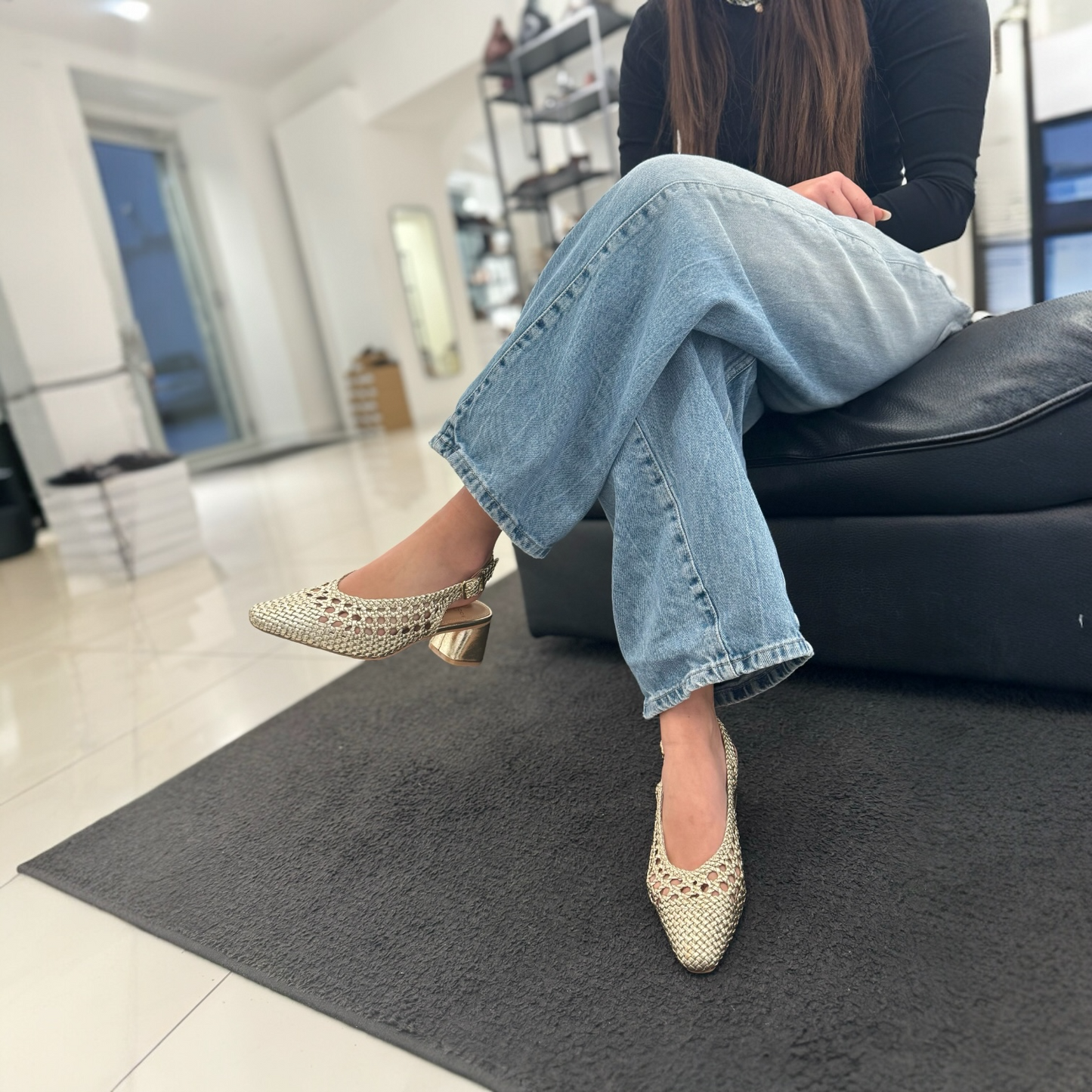 Slingback Positano Gold Punta Tonda
