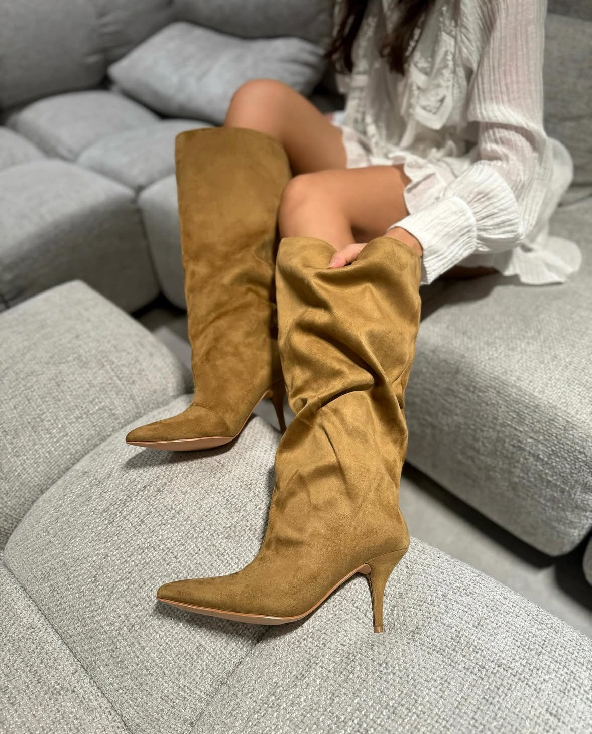 Stivale Emilia Camoscio Cammello