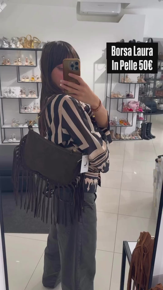 Borsa Laura in Vero Camoscio Black